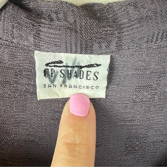 CP Shades Black Button Front Rayon Floral Tunic Lagenlook - Picture 4 of 5